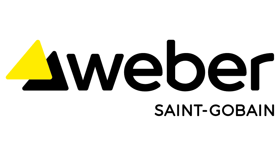 Weber saint-Gobain logotyp med vit bakgrund och svart text